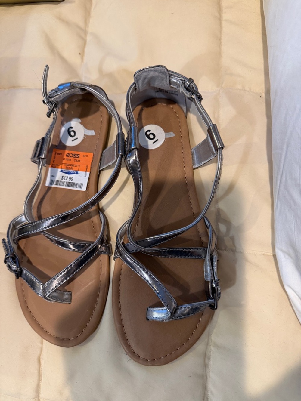 Xhilaration Metallic Silver Strappy Gladiator Sandals